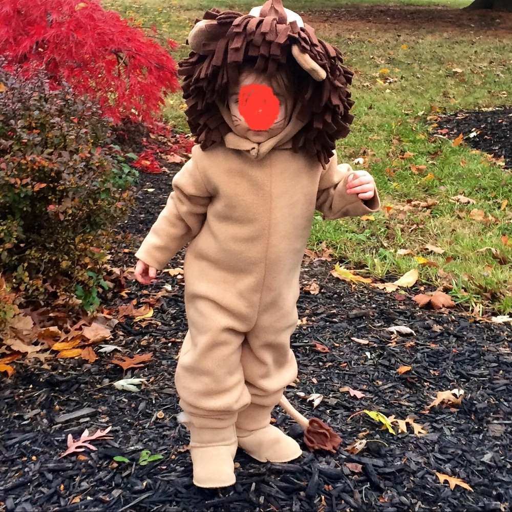 Kids Brown Lion Costume Plush Jumpsuit with Mane